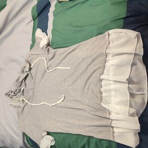 Beach cover-up, grey with lace trim